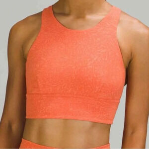 Lululemon Wunder Train Longline Sports Bra Crunch Warm Coral Orange Sz 8 Medium